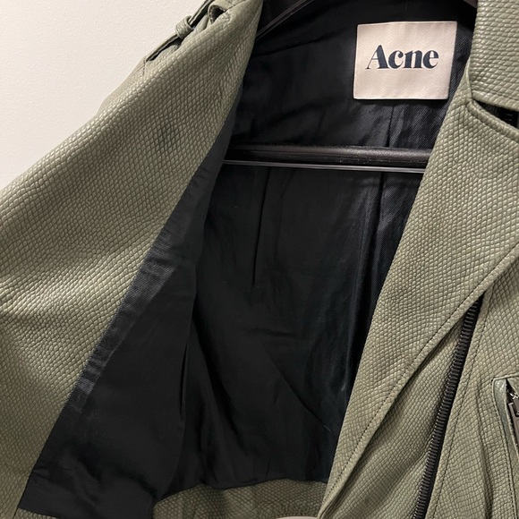 Acne Cropped Moto Leather Jacket Size 36 Small - Picture 5 of 6